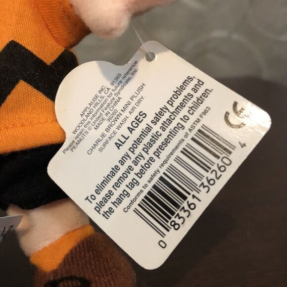 Vintage Peanuts Charlie Brown Mini Bean Bag Toy Plush Applause W/ Tags 8” - Picture 11 of 11